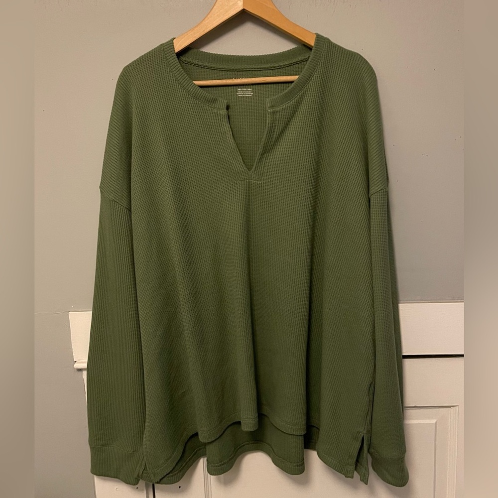 AE Plush Long-Sleeve Waffle T-Shirt